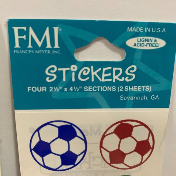 Vintage Frances Myers Sticker Sheets Blue Splash Soccer Ball Bubbles - Picture 4 of 6
